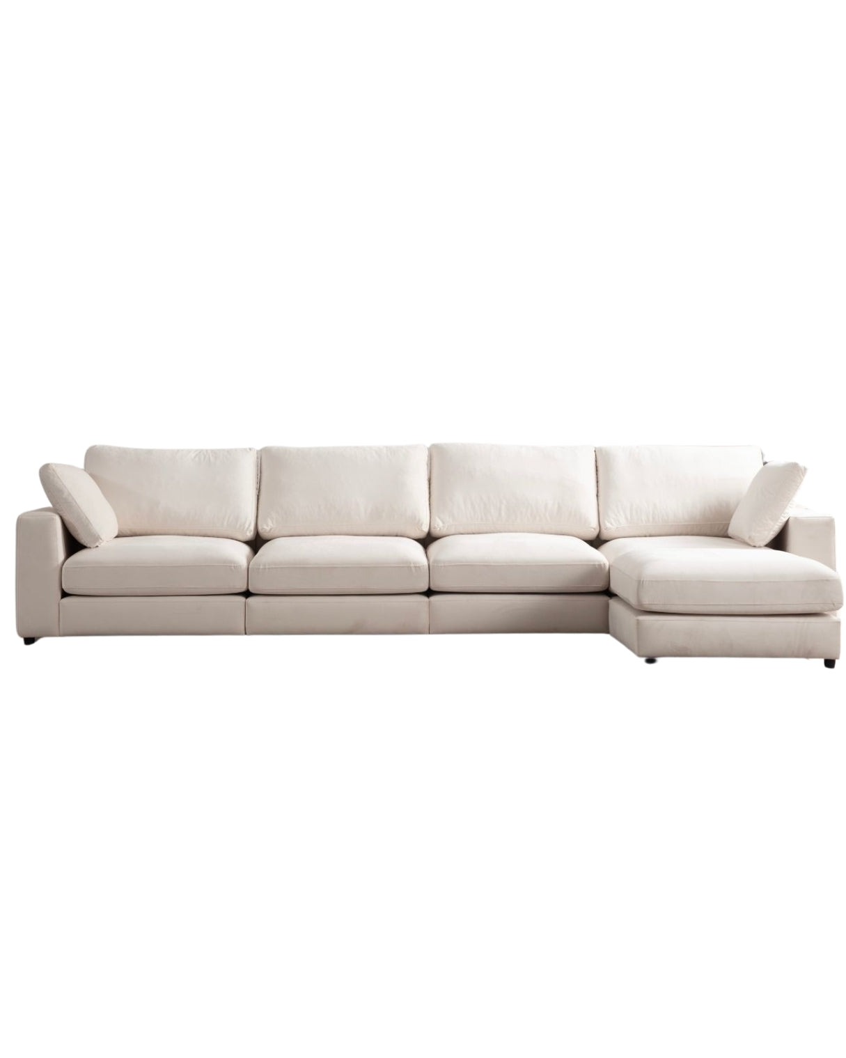 CANAPÉ MODULABLE 'JULIA' VELOURS BLANC CASSÉ 4+1
