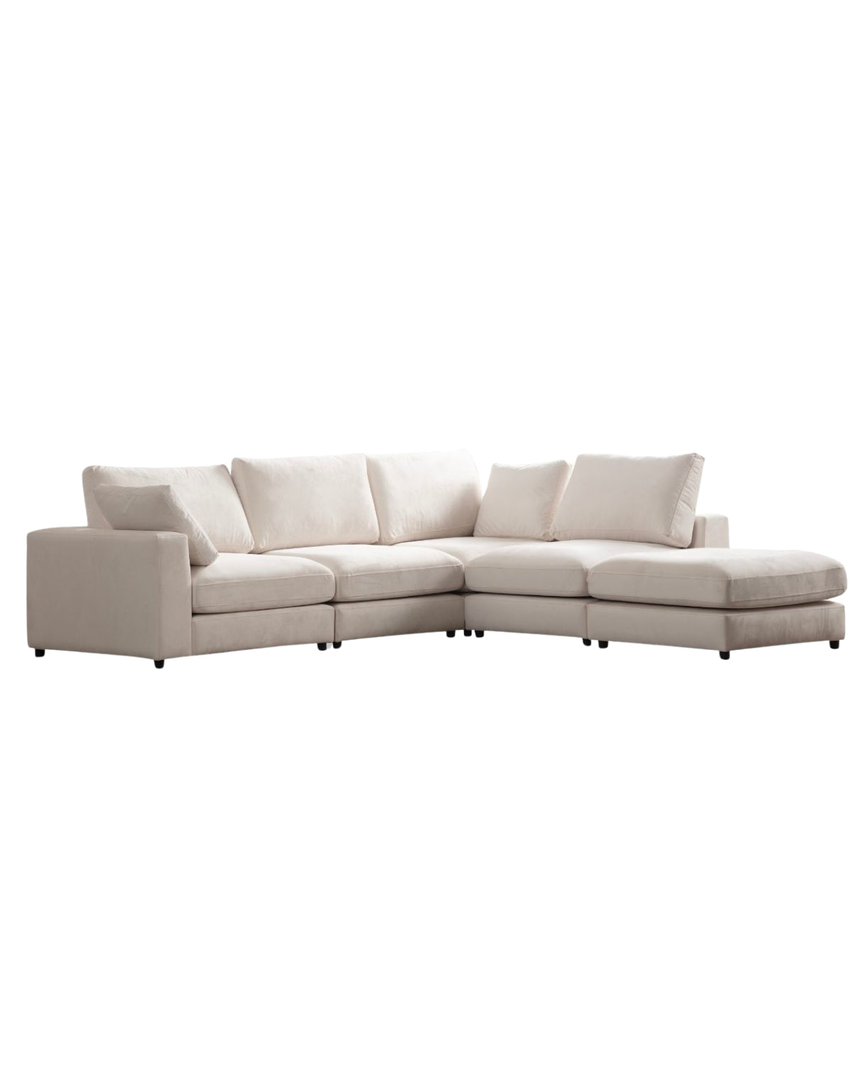 CANAPÉ MODULABLE 'JULIA' VELOURS BLANC CASSÉ 4+1