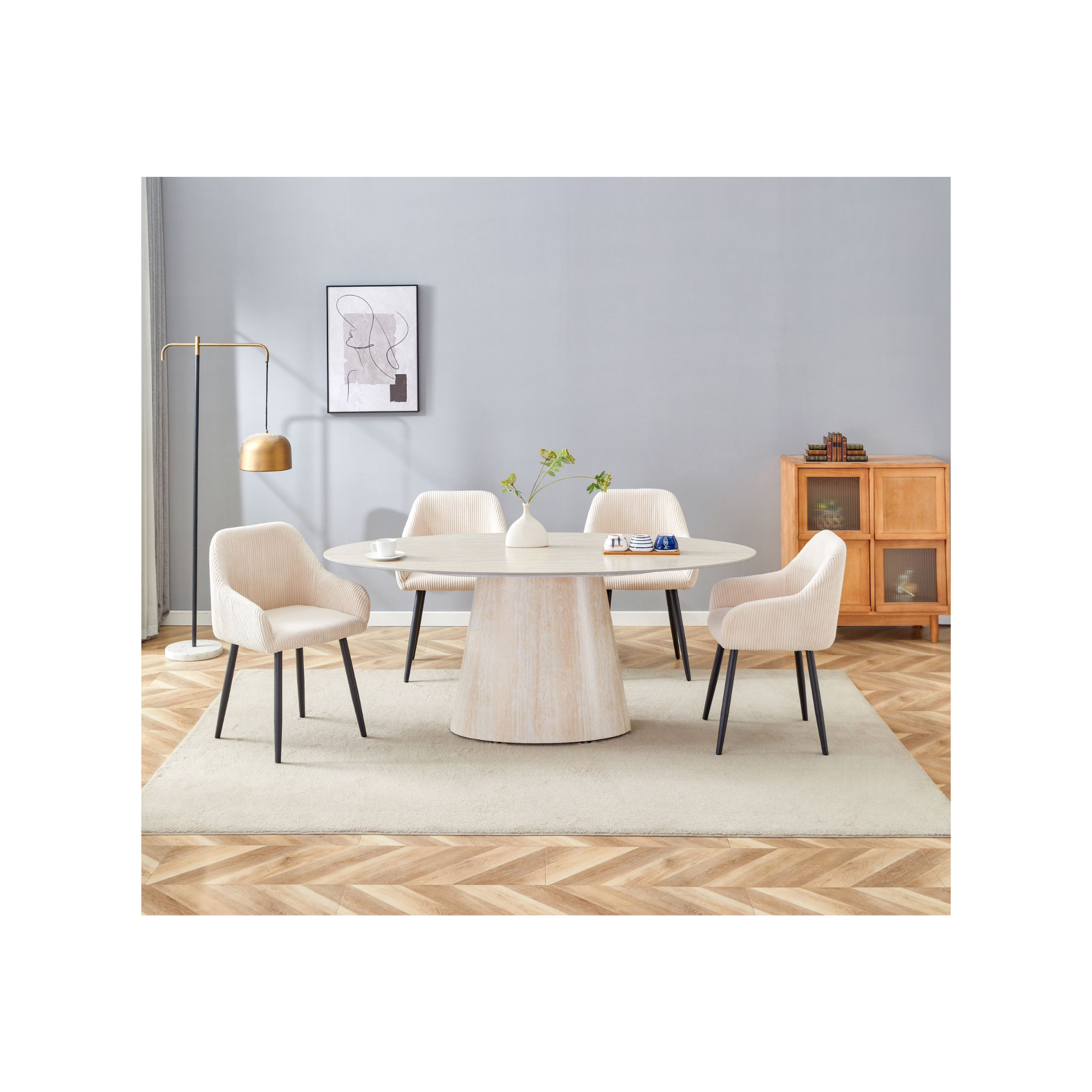 TABLE REPAS 'OVA' TRAVERTIN