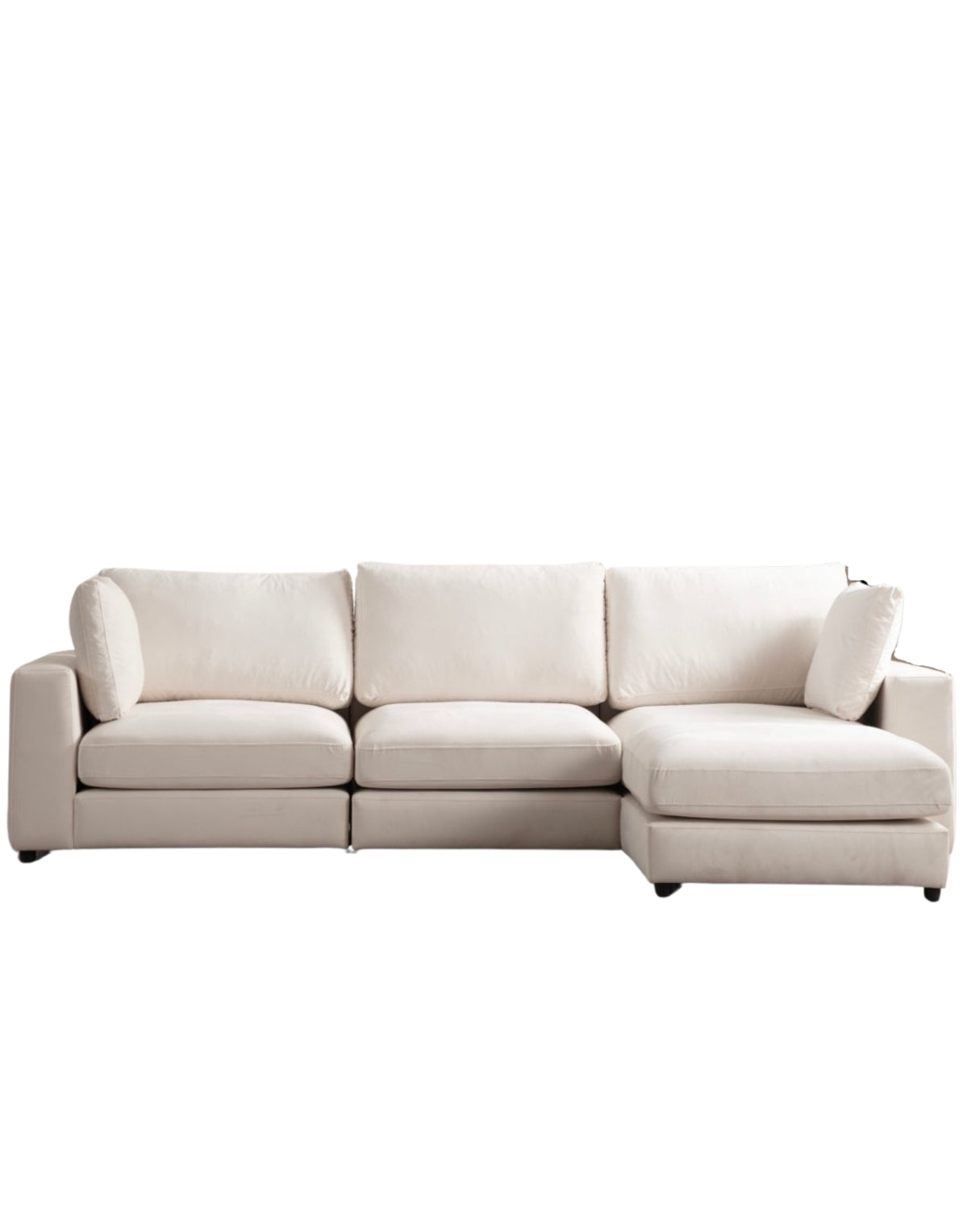 CANAPÉ MODULABLE 'JULIA' VELOURS BLANC CASSÉ 3+1