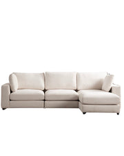 CANAPÉ MODULABLE 'JULIA' VELOURS BLANC CASSÉ 3+1