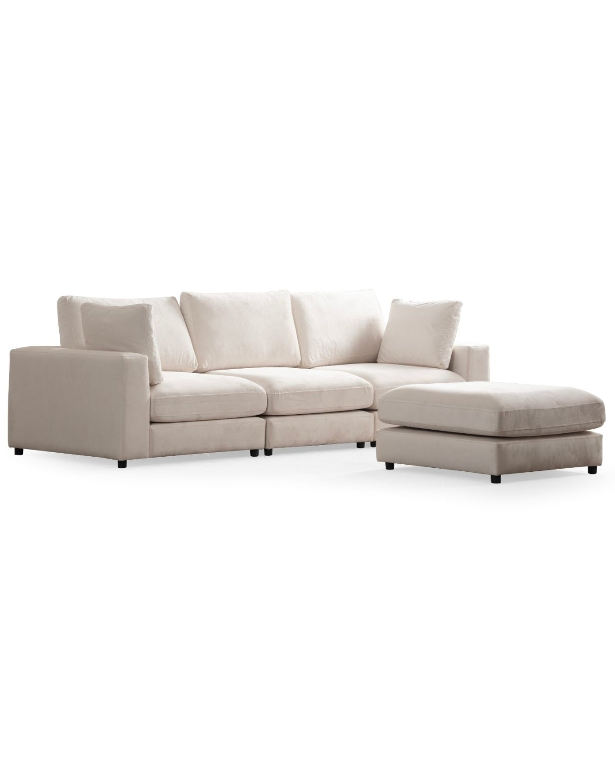 CANAPÉ MODULABLE 'JULIA' VELOURS BLANC CASSÉ 3+1