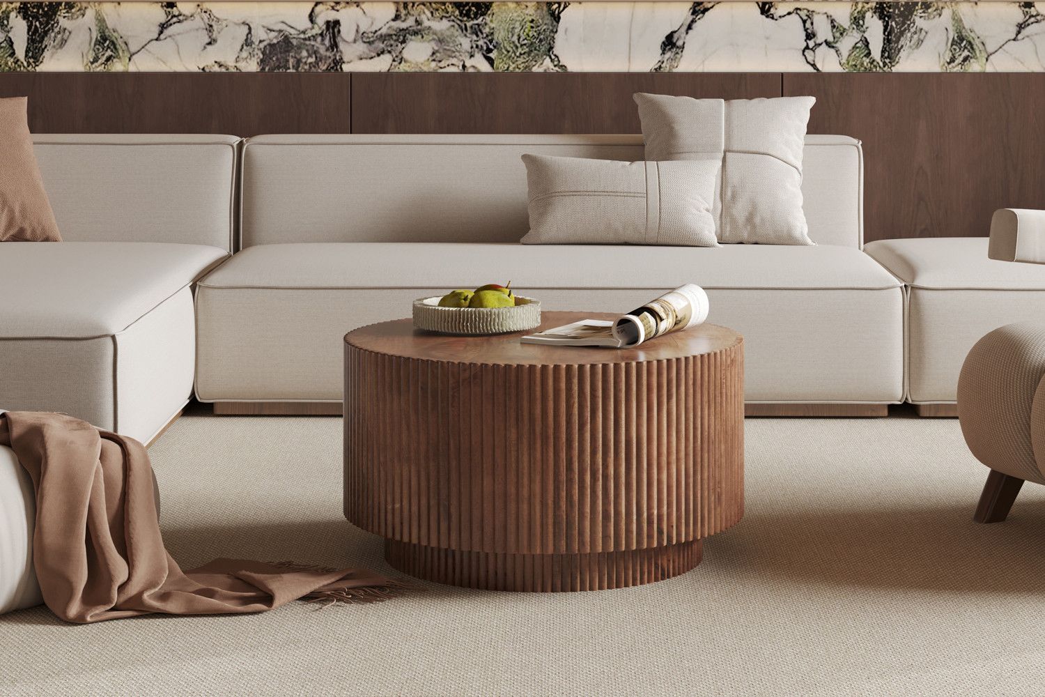 TABLE BASSE 'VICTOR' BOIS DE MANGUIER BRUN CLAIR