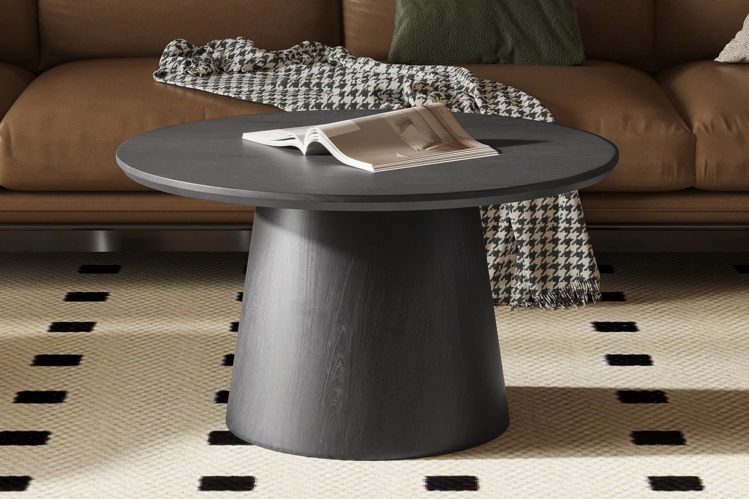 TABLE BASSE 'MIKLOS' RONDE 80CM ou 60 BRUN FONCÉ