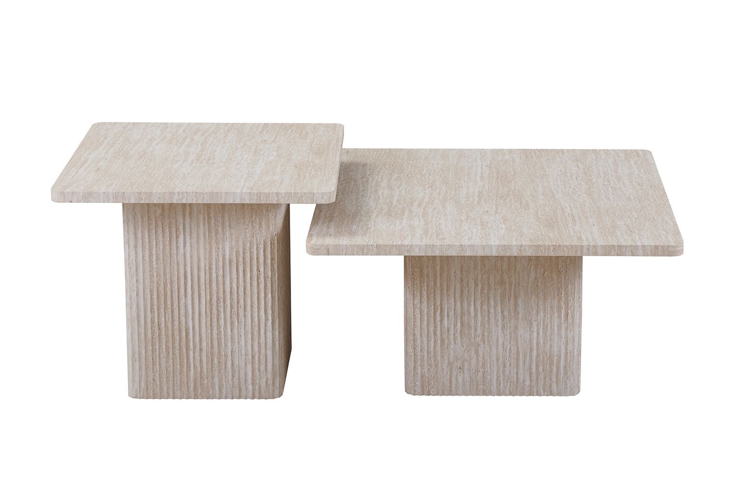 TABLE BASSE 'BOBBY' DUO EFFET TRAVERTIN BEIGE