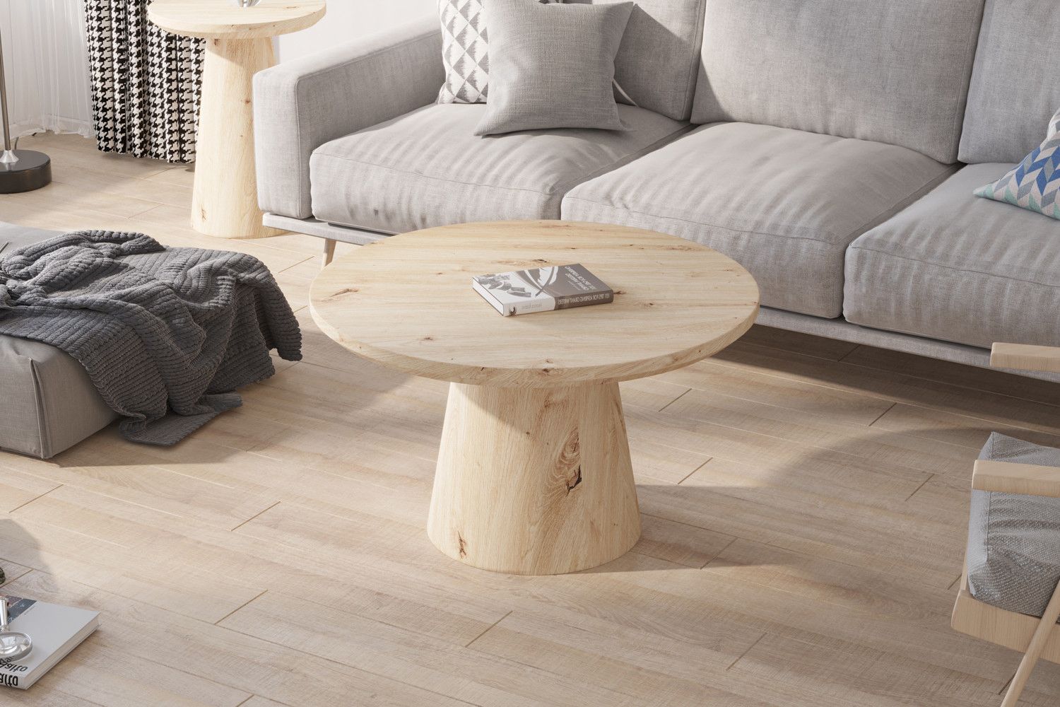 TABLE BASSE 'LUKAS' 80CM OU 45 CM DÉCOR CHÊNE VIELLI